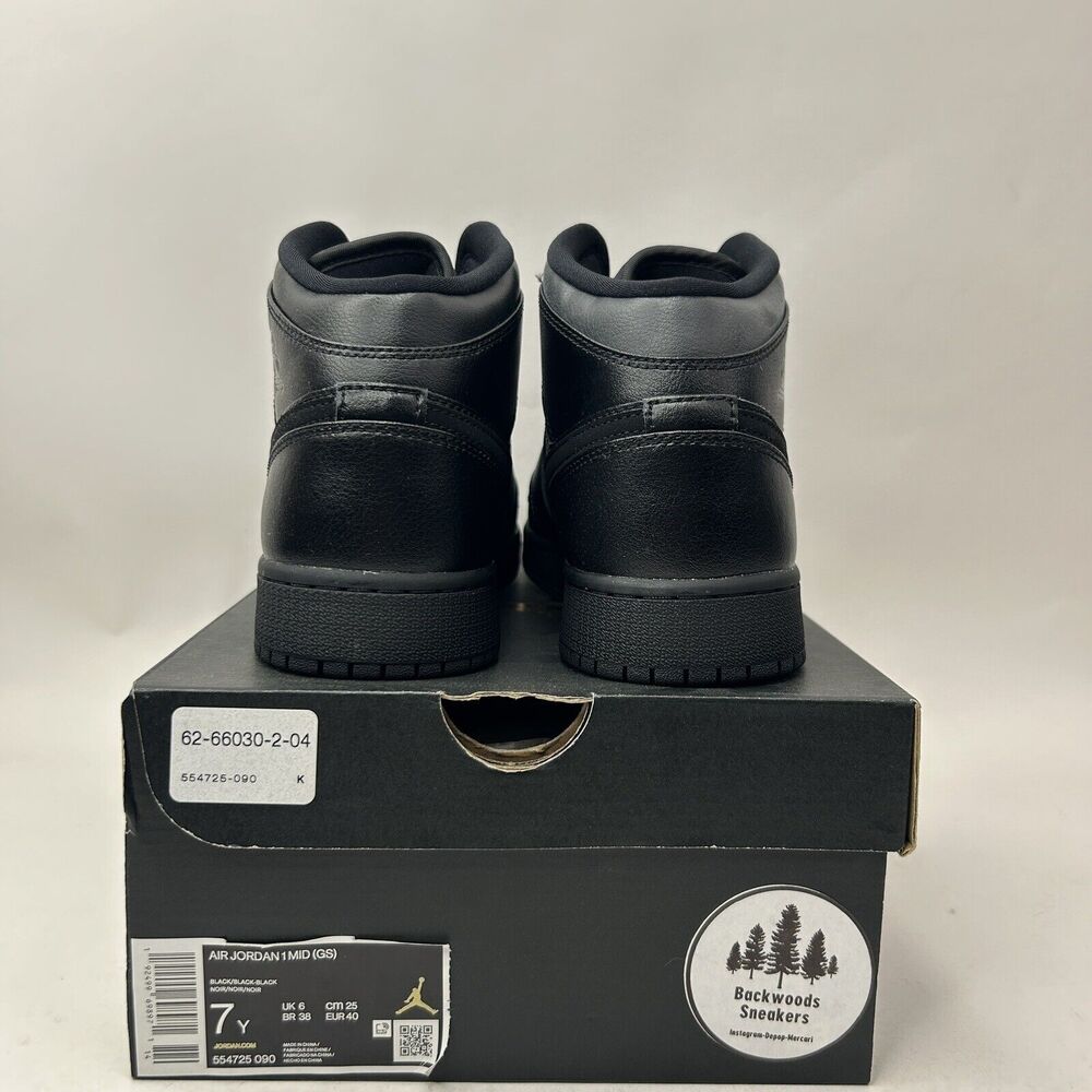 Nike Air Jordan 1 Mid GS “Deep Black Nubuck Swoosh” 2023 - Picture 4 of 5